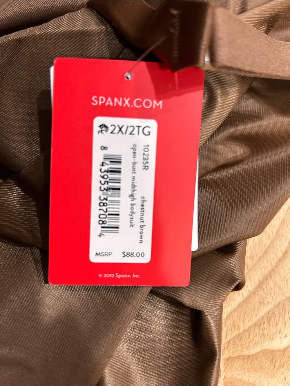 NWT SPANX Chestnut Brown Open Bust Midthigh Bodysuit Thinstincts2 2X - Picture 5 of 8